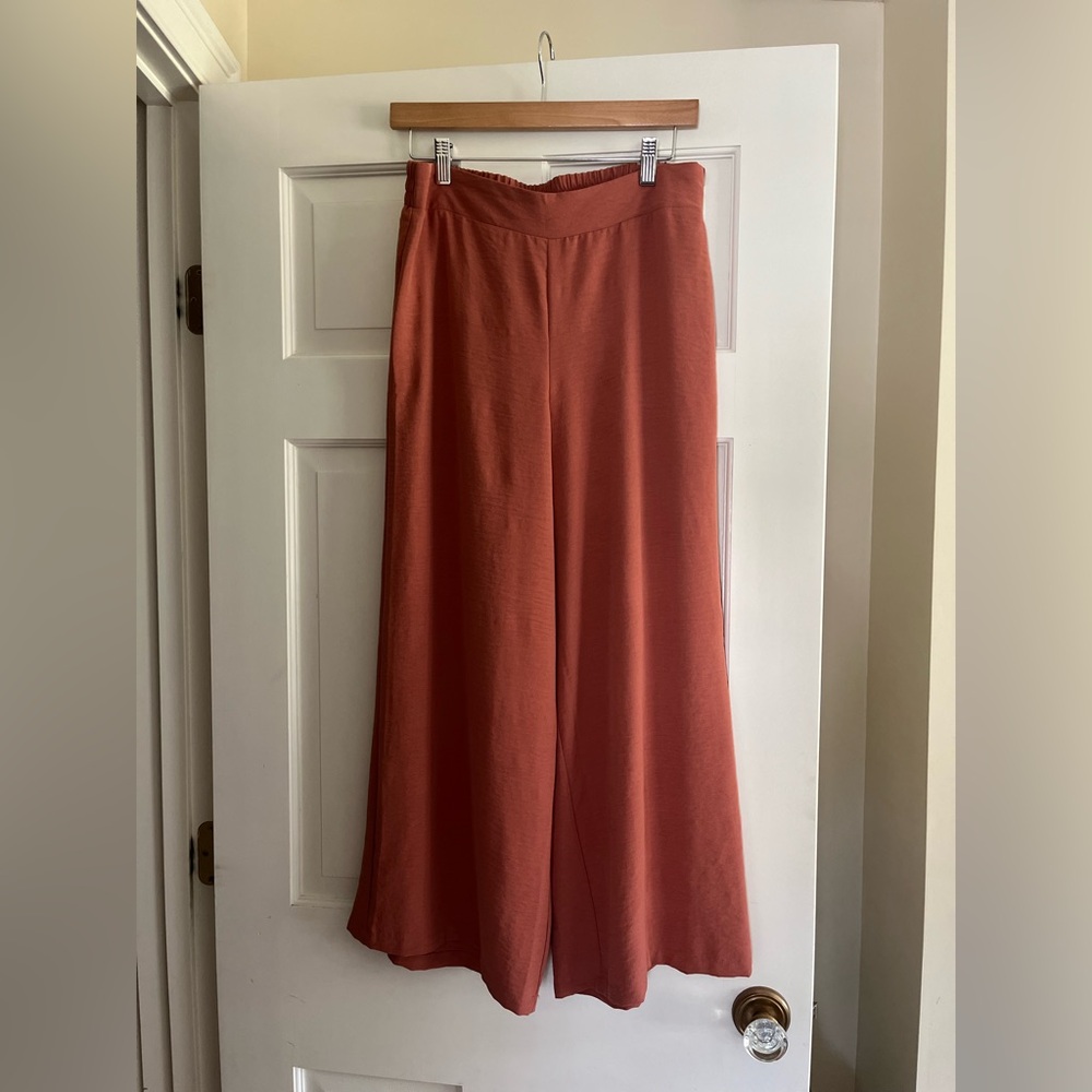 Adrianna Papell Terracotta Cropped Wide LegPants